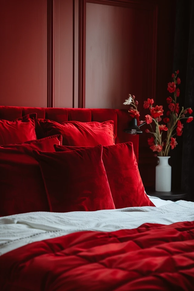 Cozy Red and Black Bedroom Decor