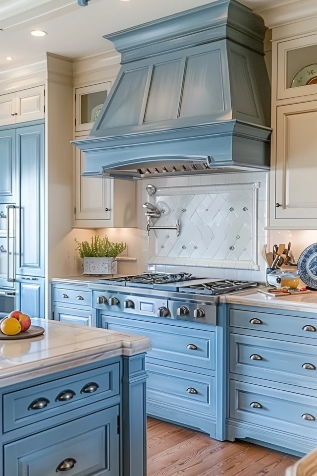 Blue French Country Kitchen Charm Unveiled