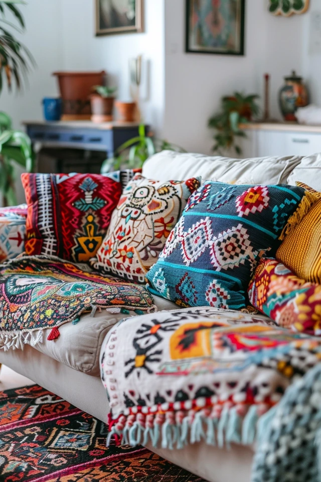 Complete the Look with Colorful Poufs and Artful Decorations