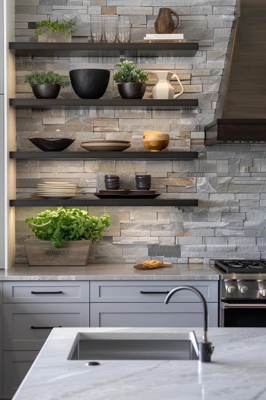 Geometric and White Porcelain Backsplashes