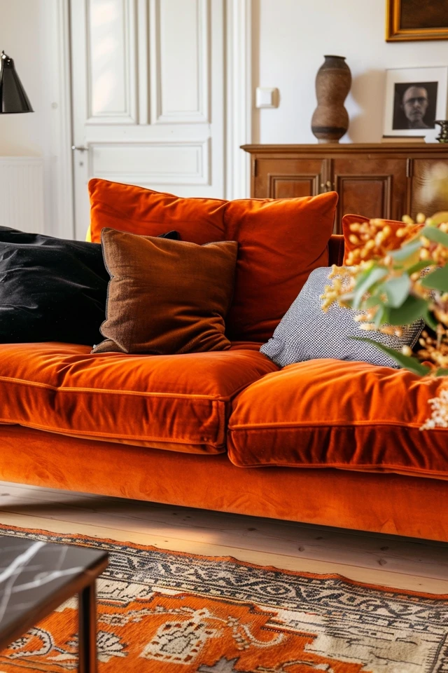 Which Interior Style is Suitable for a Burnt Orange Sofa?