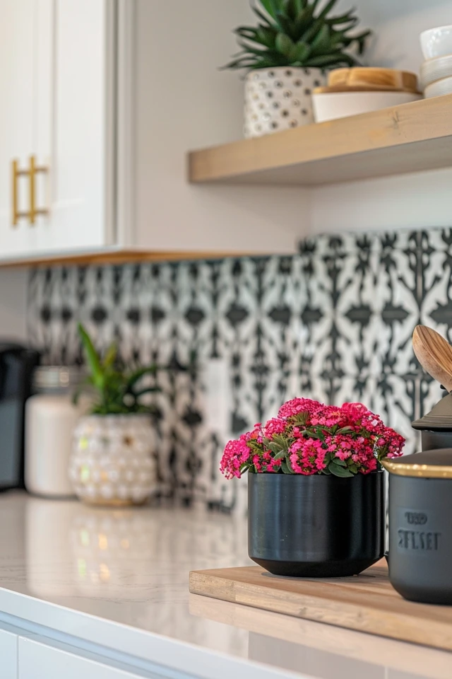 Sleek and Elegant Black Subway Tile Backsplash