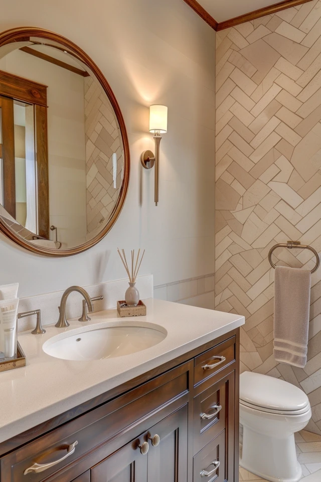 Herringbone Pattern for a Bold and Personalized Bathroom