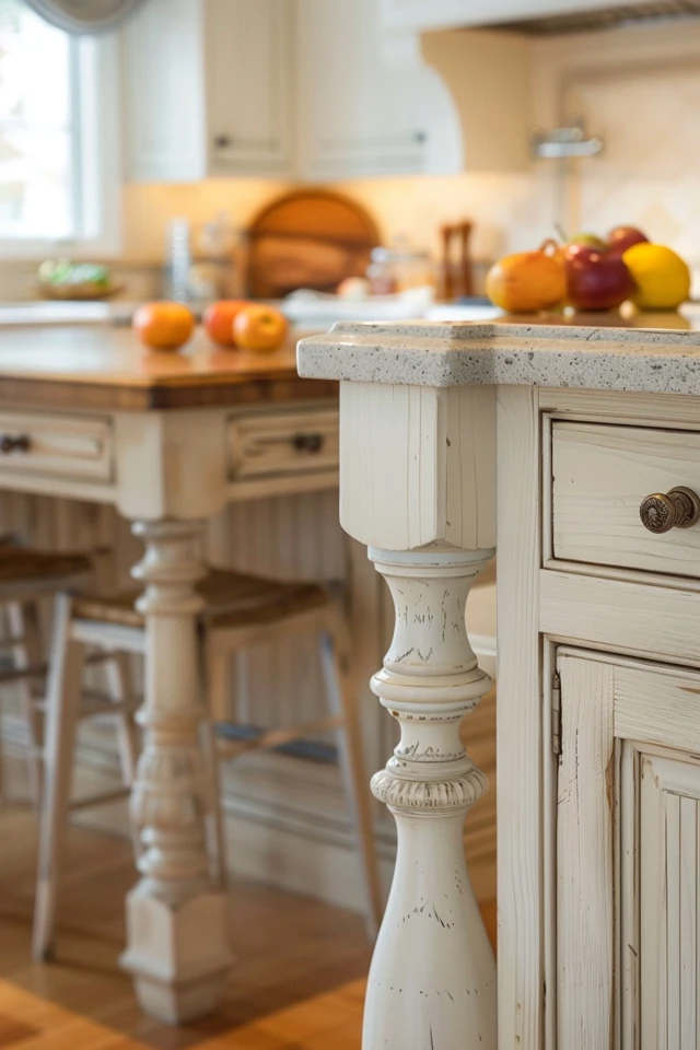 Vintage Touches: Gingham Wallpaper and Painted Floors.