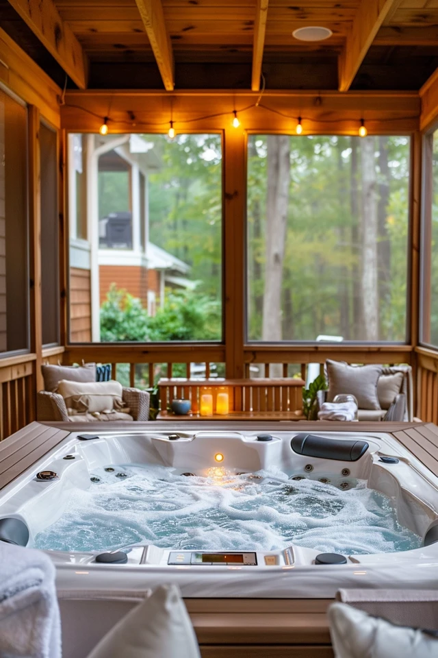 Hot Tub – Screened-In Porch with Hot Tub Ideas & Designs