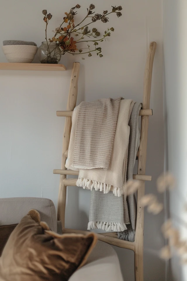 Using Old Wooden Ladders for Home Decor and Organization