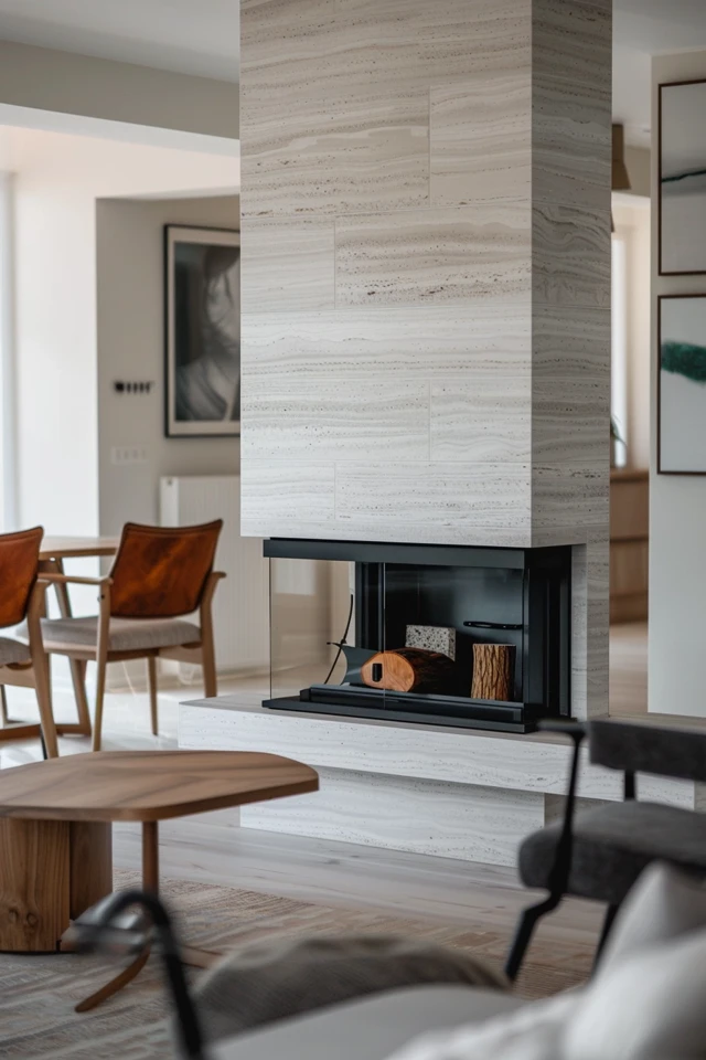 Geometric Shapes in Mid Century Modern Fireplaces