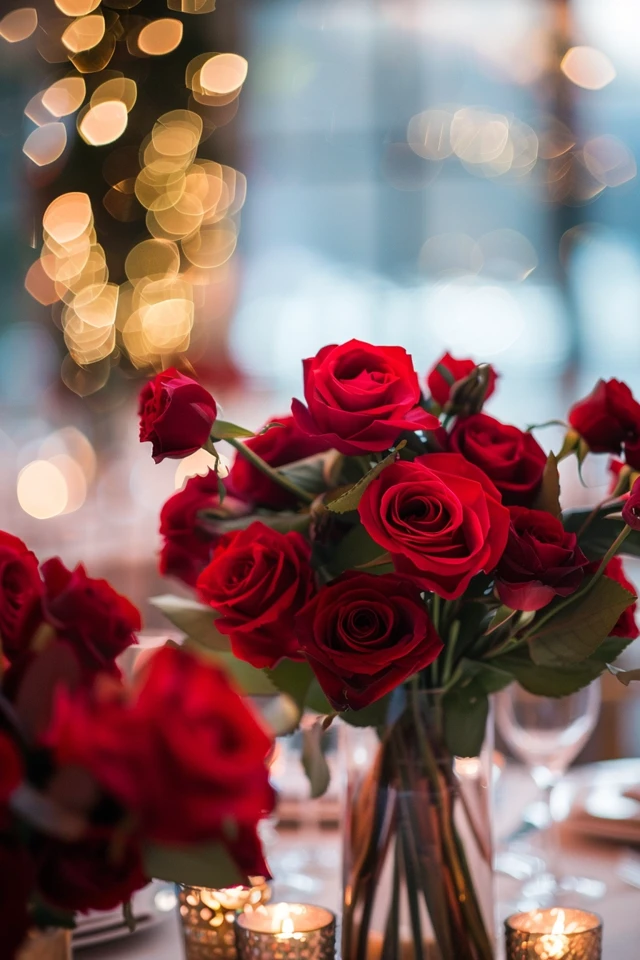 Red Rose Bouquets in Vases
