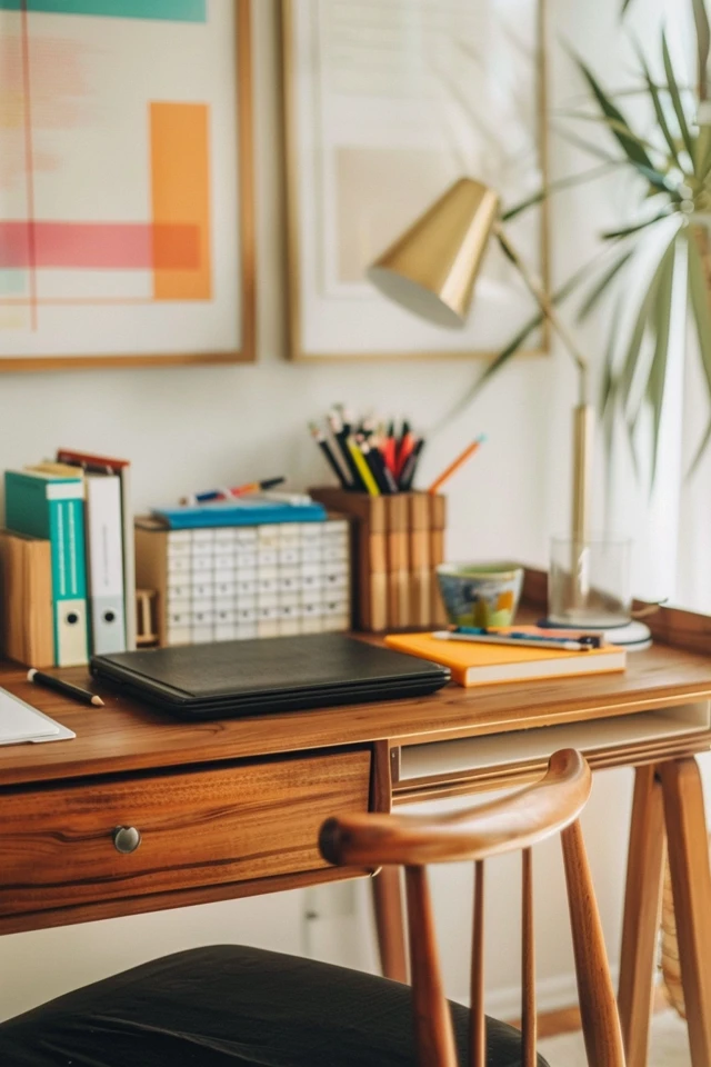Stylish Workspace Inspiration for a Mid Century Modern Home Office.