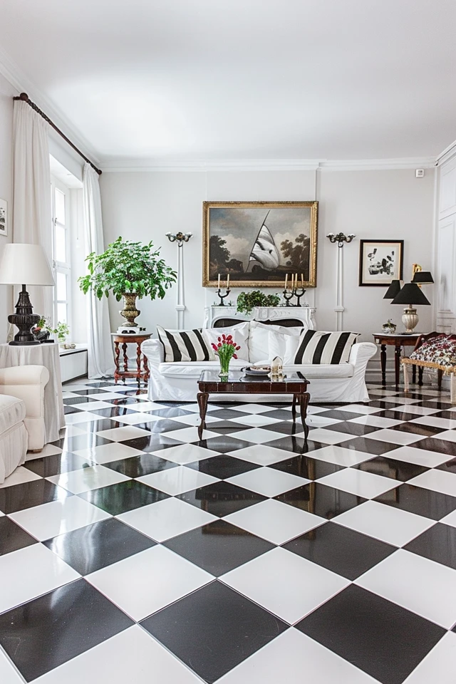 Stylish Options for Black and White Tile Checkered Floors
