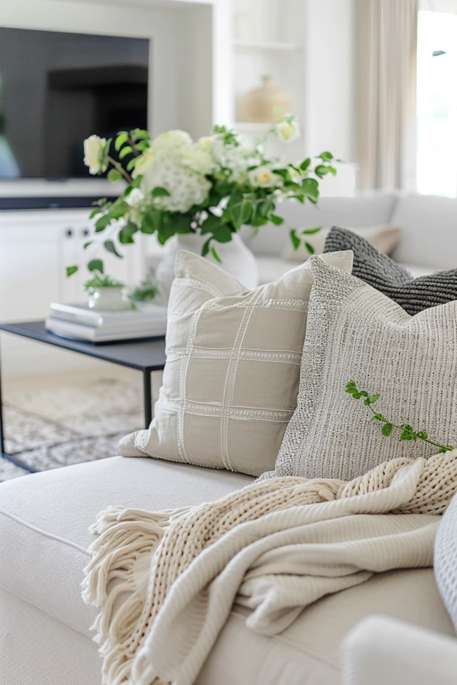 Embracing Textured Accents in Your Neutral Living Room