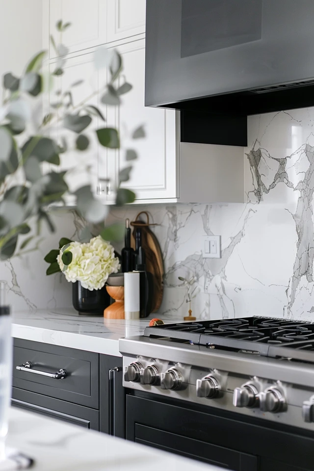 Bold Black Backsplash for Contrast