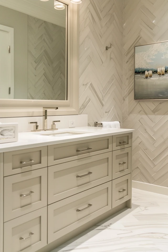 Creating a Herringbone Tile Layout for Your Bathroom