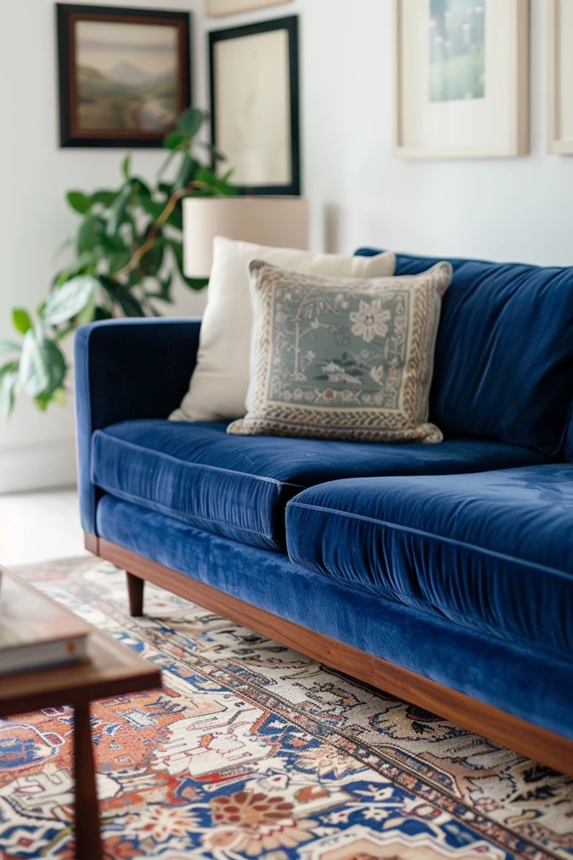 Blue Velvet Couch Living Room Ideas
