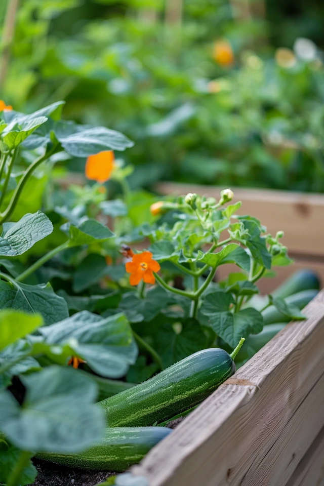 Growing Cucumbers Vertically in Raised Beds