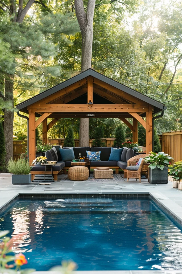 English Garden-Inspired Cabana and Guest House Cabana