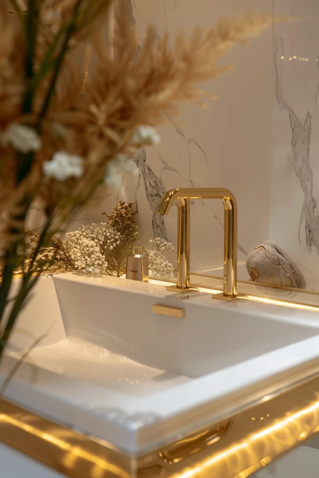 Add a Touch of Luxury with Gold Bathroom Tiles and Décor
