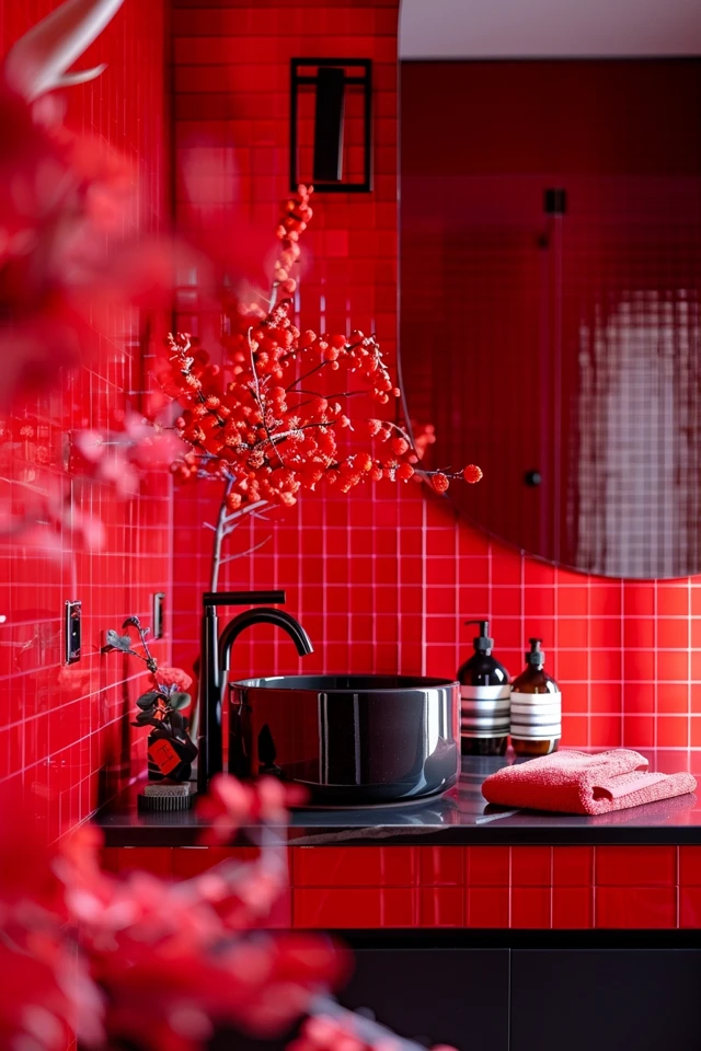 Red and Black Bathroom Design Ideas