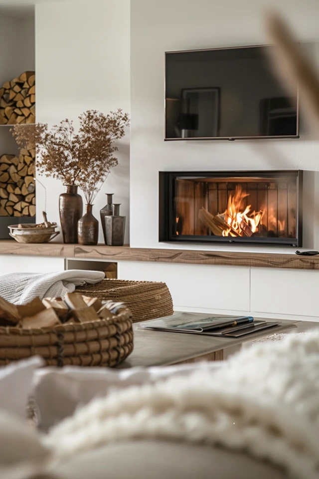 Adjacent Fireplace and TV Setup