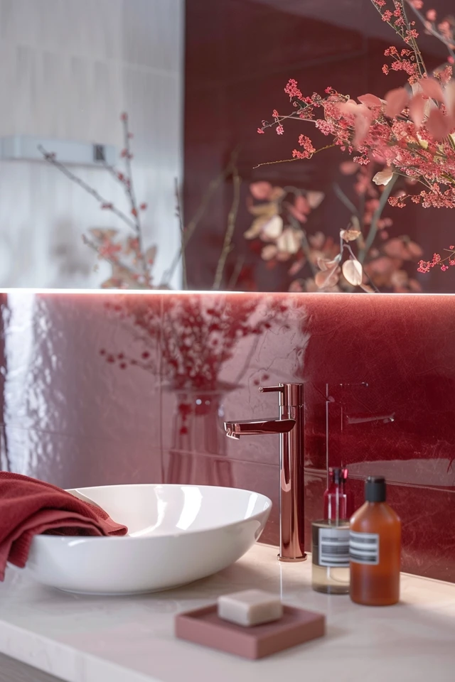 Burgundy Bathroom Color Scheme and Design