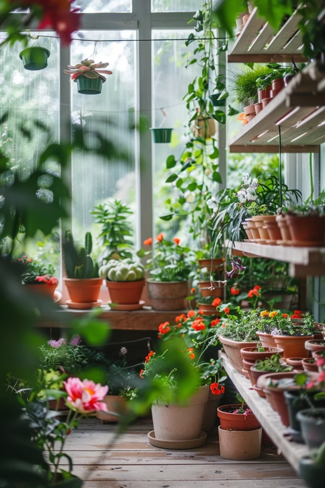 Creating Space with Homemade Greenhouse Shelving Ideas