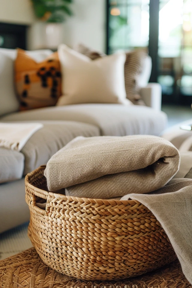 Organizing Blankets in a Basket: Practical Storage Solutions