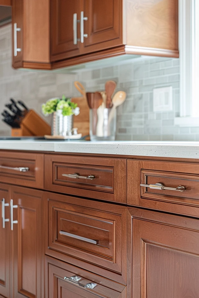 Embracing Dark Elements with Light Cherry Cabinets