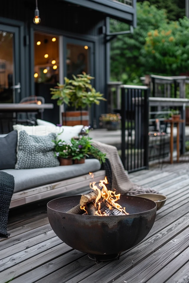Stylish Deck Ideas with Firepit