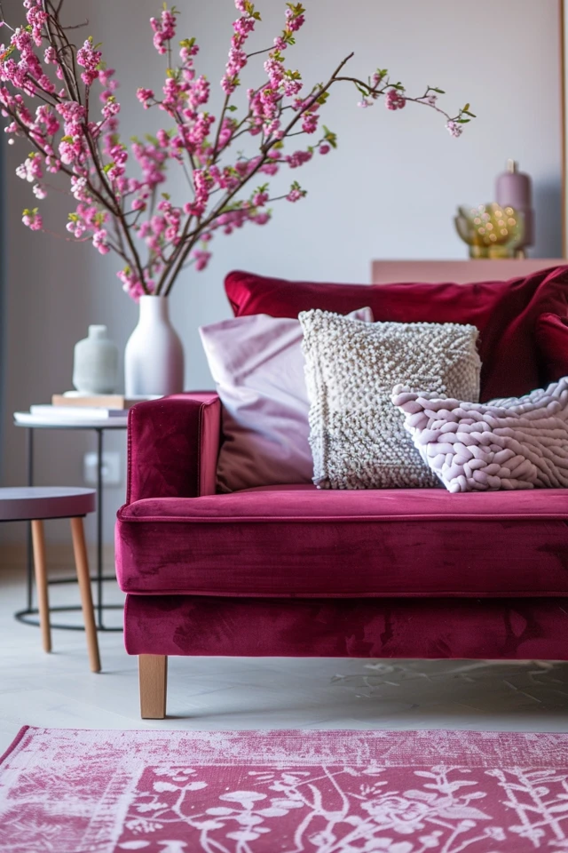 How To Decorate Around A Burgundy Leather Sofa: Style Tips