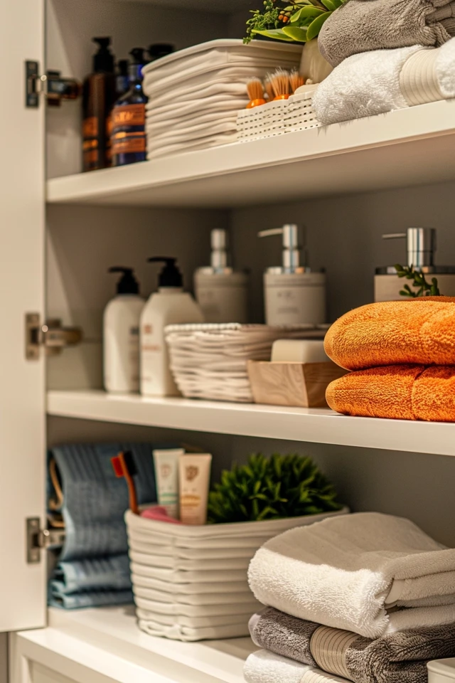 How To Organize A Bathroom Closet With Deep Shelves