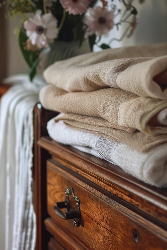 Shelves in a Closet: Neatly Stacking Linens