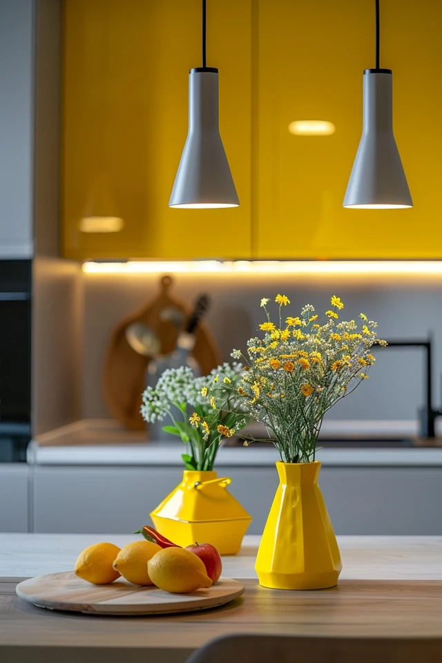 Yellow Kitchen Cabinets and Accessories