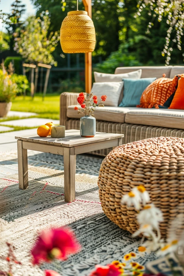 Using Furniture to Secure Outdoor Rugs