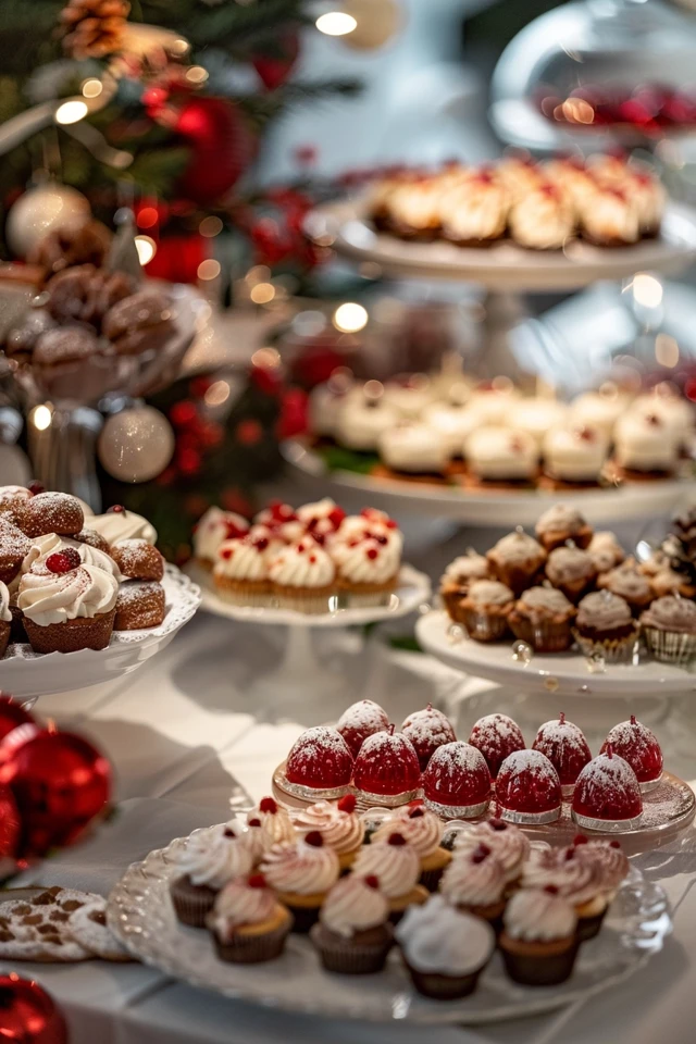 Neutral and Monochromatic Christmas Dessert Table