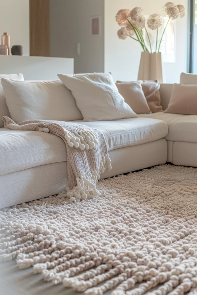 Option 1: Large Rug for Spacious Living Rooms