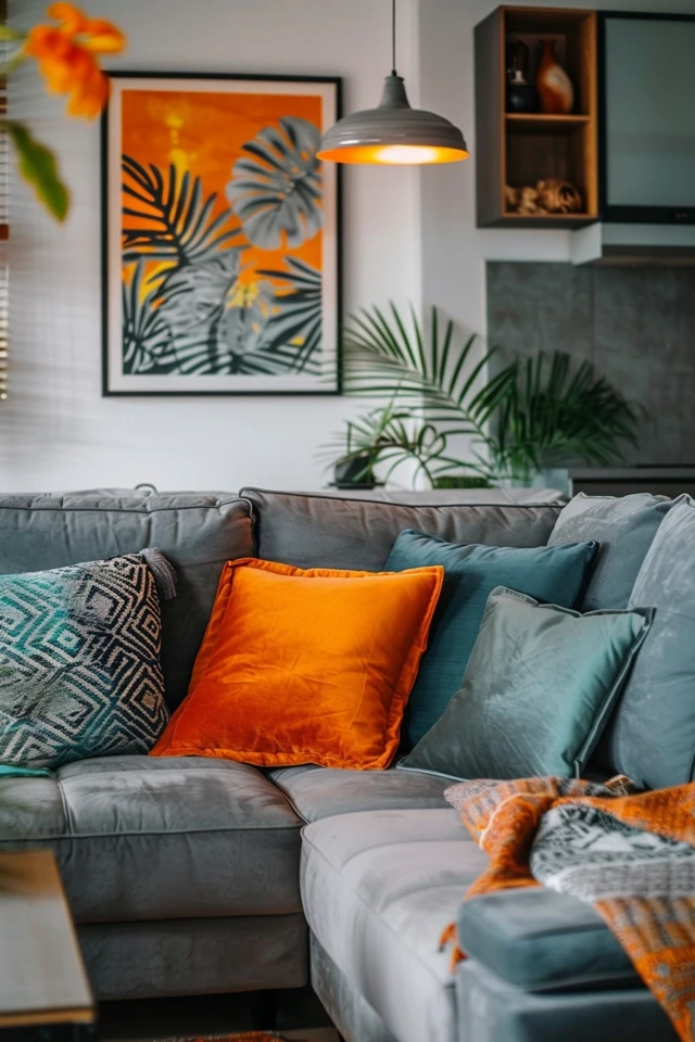 Orange & Grey Living Room Ideas | Chic Decor Tips