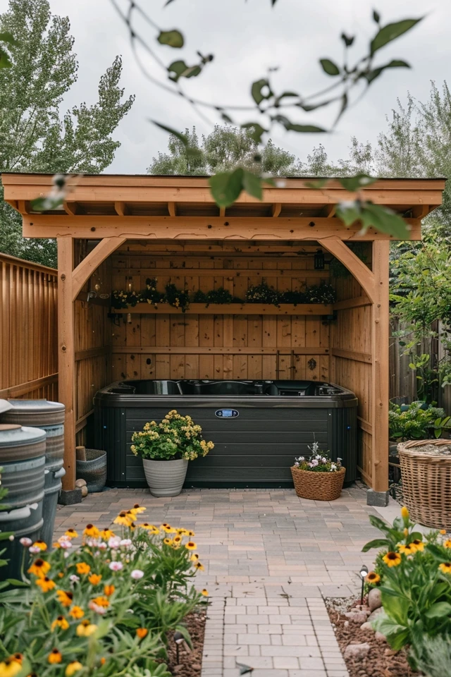 Log Cabin Hot Tub Sheds for Rustic Charm