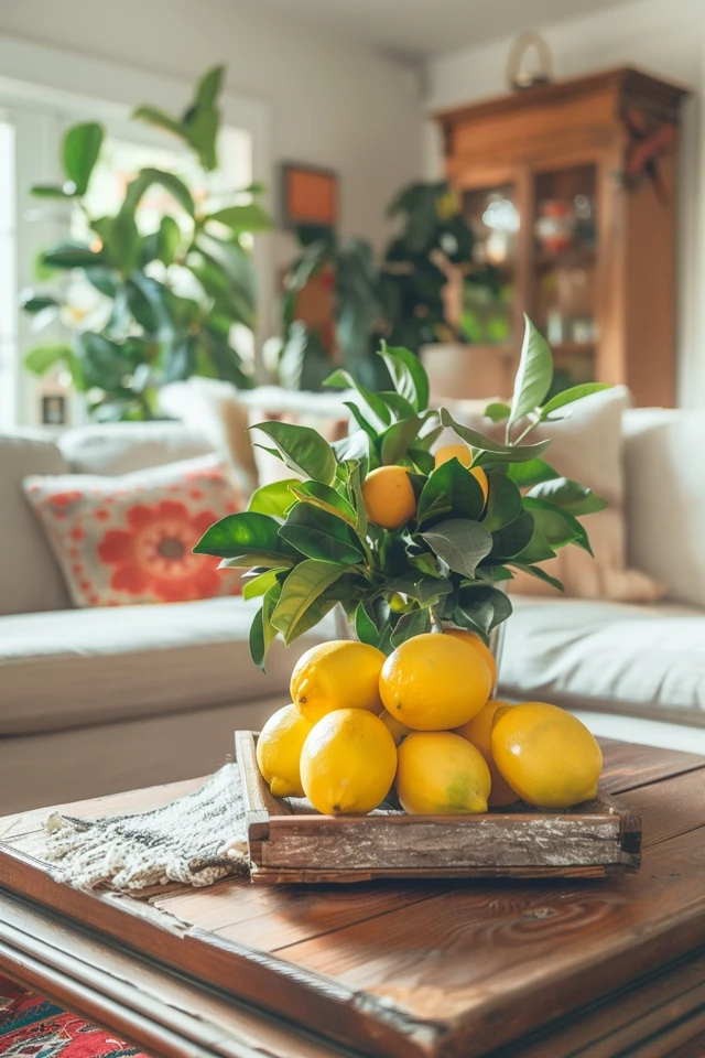 Lemon Lime Centerpiece with White Flowers