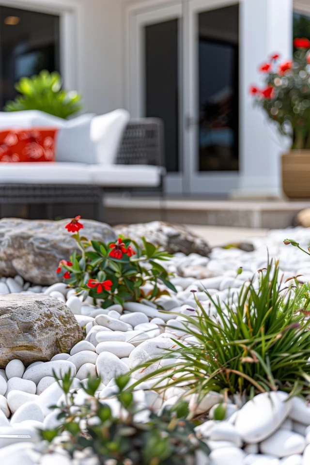Front Yard White Rock Landscaping Ideas