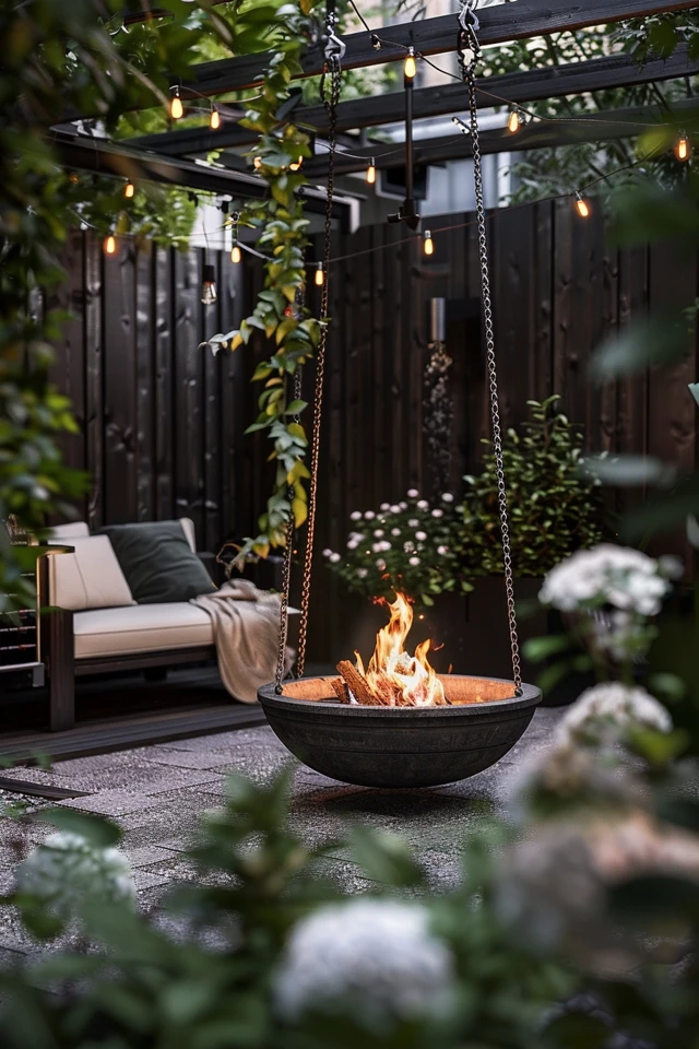 Cozy Fire Pit Swing Ideas for Backyard Bliss