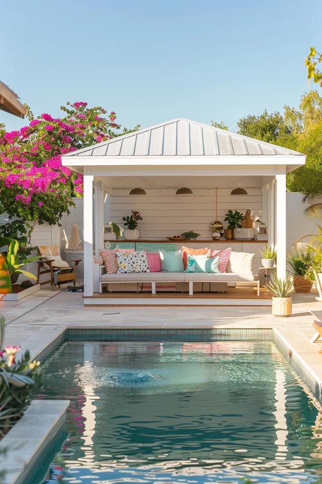 Privacy-Focused Cabana and Outdoor Kitchen Cabana