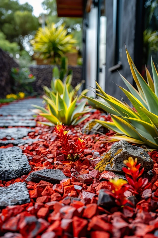 Red Lava Rock Outdoor Decor