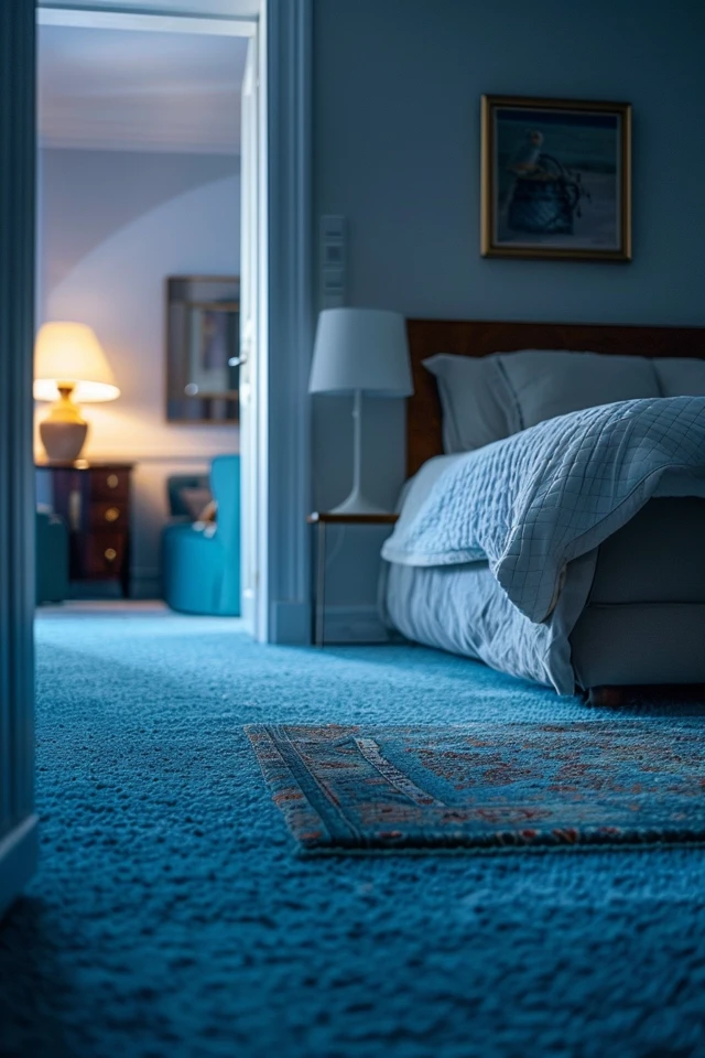 How To Decorate A Bedroom With Blue Carpet: Color Coordination