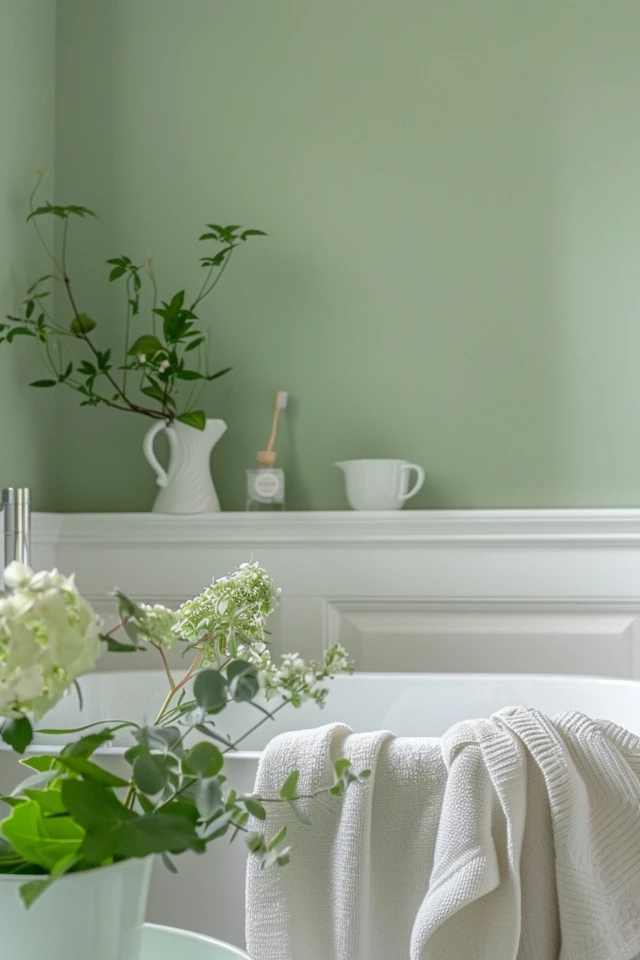 Matching Green Tile Countertops and Mint Green Walls