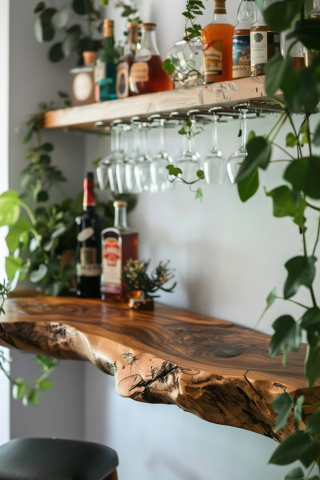 Create a Rustic Ambience with Natural Wood Live Edge Bar Counters