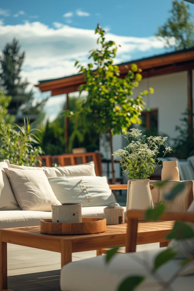 Styling Tips for Outdoor Furniture Against a White House Exterior