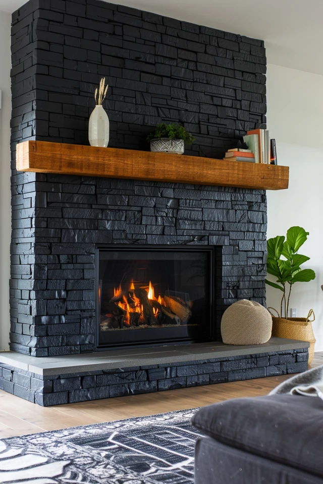 Cozy Charm: Black Brick Fireplace Ideas Unveiled