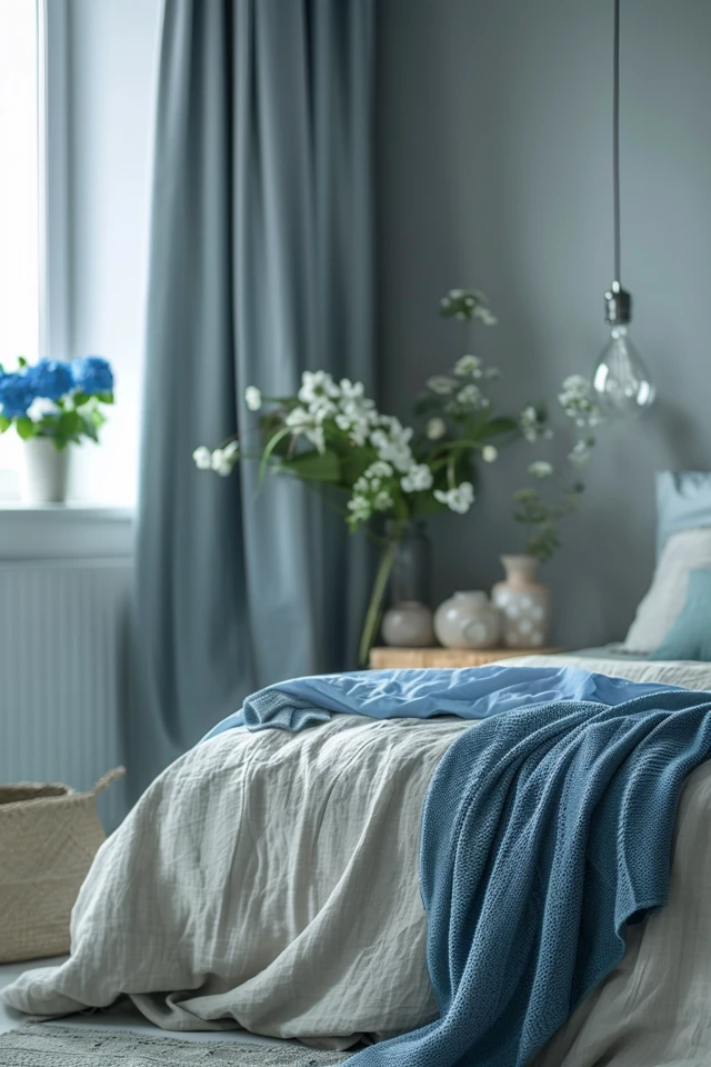 Stylish and Relaxing Gray and Blue Bedroom Decor