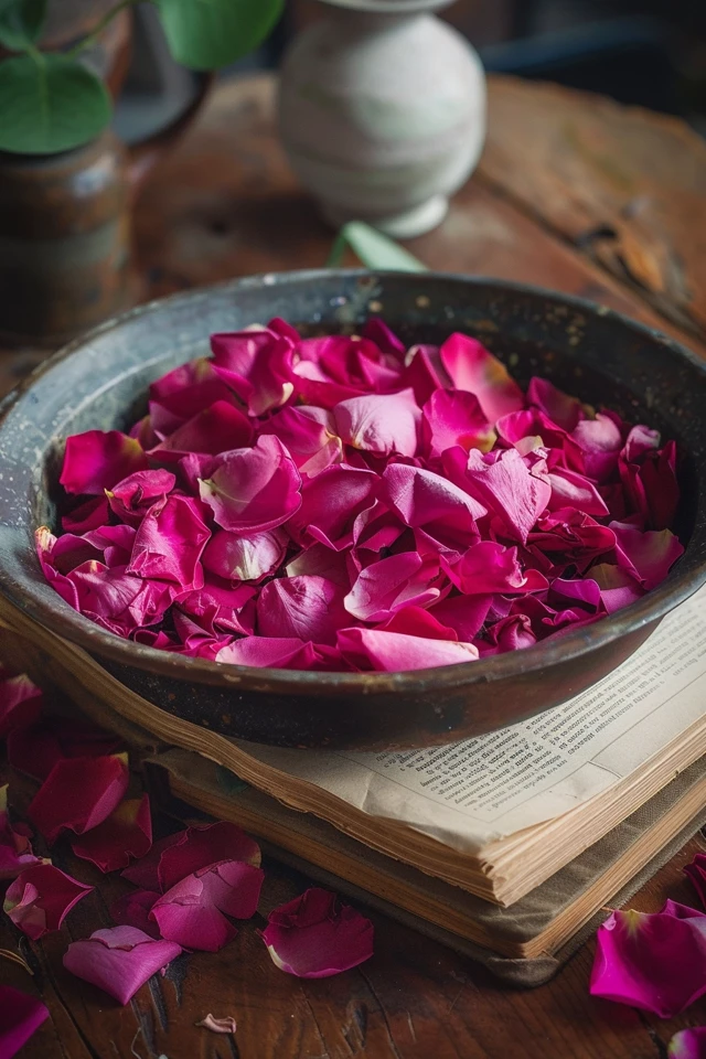 Air drying rose petals