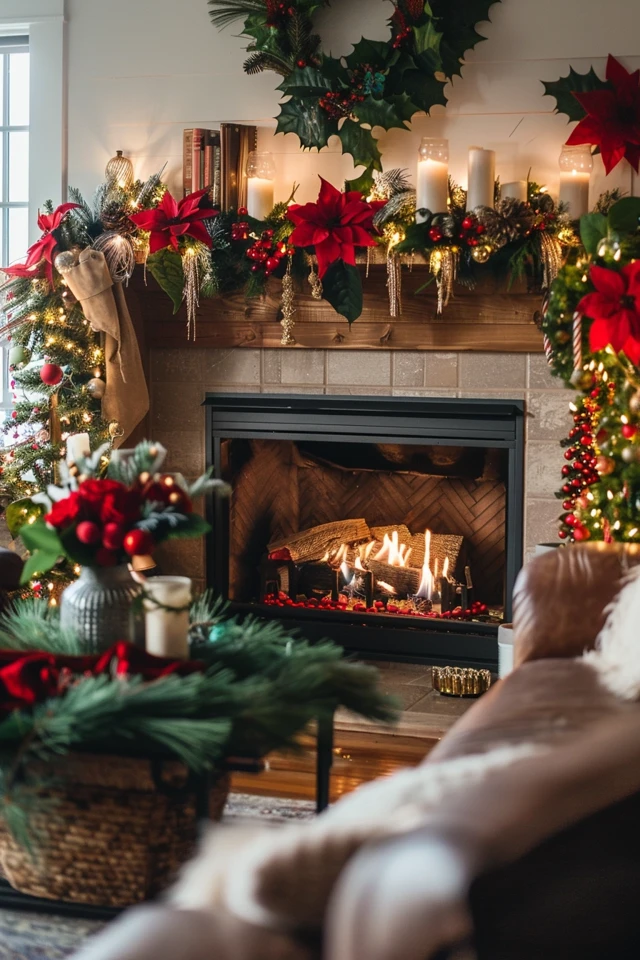 How To Decorate A Fireplace Without A Mantle For Christmas